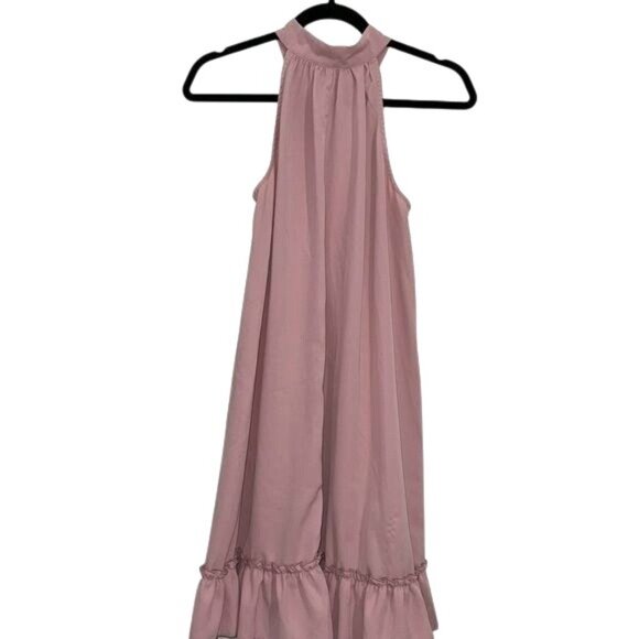 Kirundo Womens Halter Neck Ruffle Hem Dress S Pink Sleeveless - Picture 2 of 9